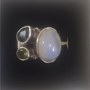 Silver Ring with precious stones